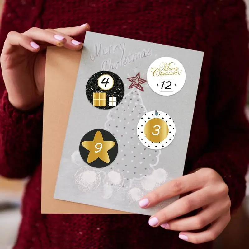 1 foglio calendario dell'avvento di natale numero adesivo biscotto caramelle regalo sigillo etichetta adesivo di carta decorazione di buon natale capodanno