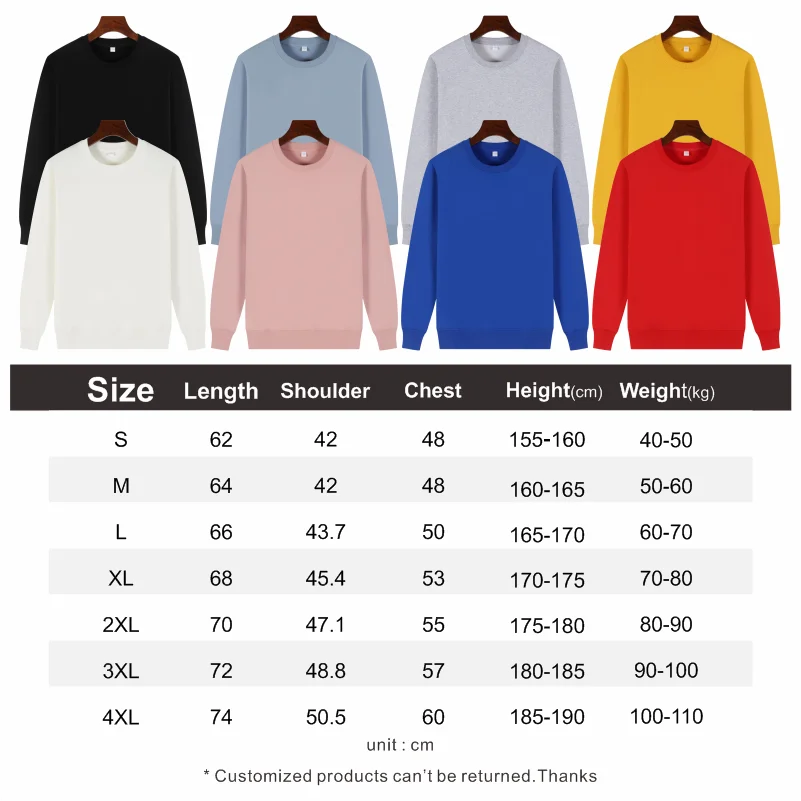 Winter Round neck Thermal Sweatshirt Basic Simple Long-sleeved Top With Customizable Printing/ Embroidery To Make Your Design