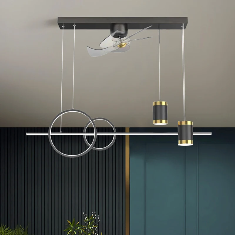 

Nordic Luxury Starry Sky Bar Ceiling Fan Lights Rotating Shaking Table Bedroom Living Room Restaurant Hotel Fan Pendant Lights