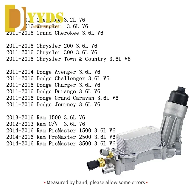 68105583AF Engine Oil Cooler For Chrysler 200 300 Dodge Charger Grand Cherokee ProMaster 3.6L V6 5184304AE 926-959 Oil Filte