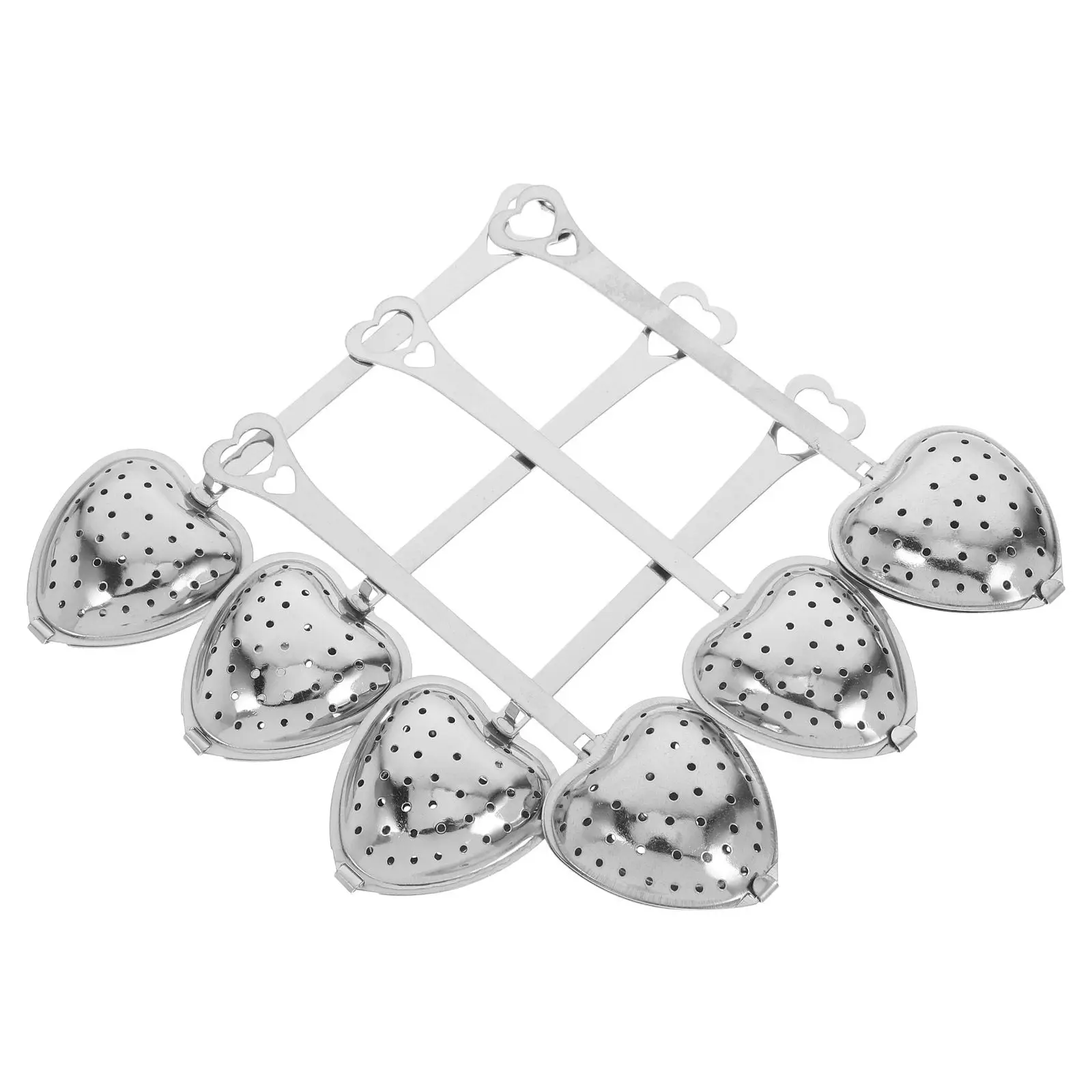 6Pcs Stainless Steel Heart Tea Infuser with Handle Convenient Easy Clean Loose Leaf Tea Strainer Kitchen Bar Coffee Accessory