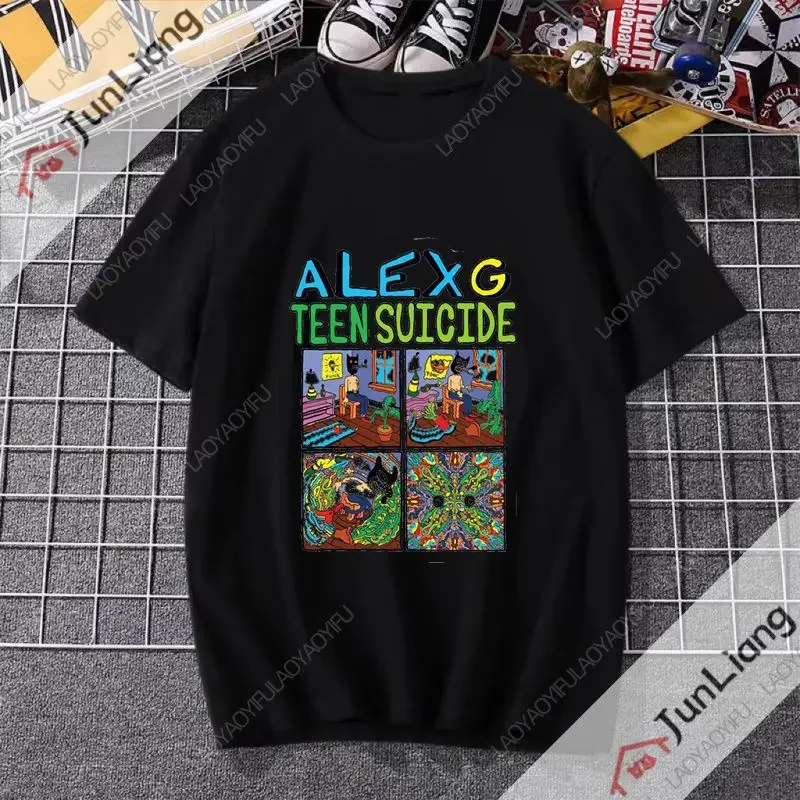 تي شيرت Alex G مضحك مطبوع للجنسين بأكمام قصيرة ورقبة دائرية 100% قطن قميص فضفاض غير رسمي ملابس هاراجوكو