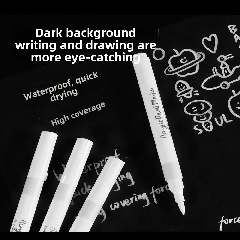 1/10Pcs Hard Soft Nibs Marker Pens Acrylic Ink Quick-drying Highlighter Pencil Non-fading Waterproof Handbook Card Pen