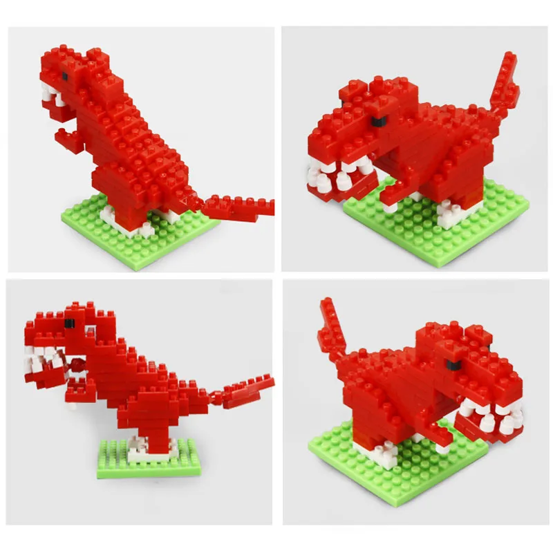 Mini Animals Building Blocks 3D Dinosaur Tyrannosaurus rex Velociraptor Diamond Miniature Figures Model Children Educational Toy