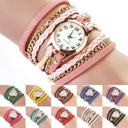 Pulsera de piel sintética multicapa para mujer, reloj de pulsera trenzado hecho a mano, regalo de Festival de ensueño