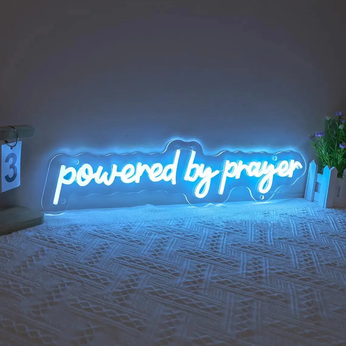 

Powered By Prayer Neon Sign, Faith Wall Art Led Neon Sign, Gift For Christians, Jesus Lover Gift, Religious Art Neon Light