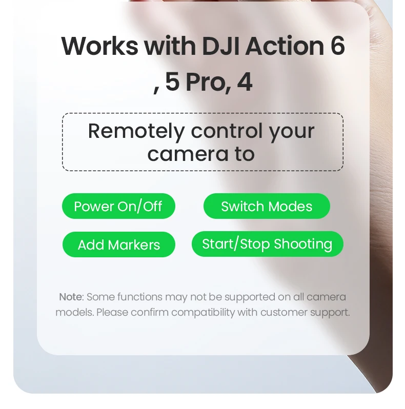 Für DJI Osmo Action 360/Action 6 5 4 Drahtlose Fernbedienung 50 m Entfernung Controller Sport Kamera Zubehör mit Handschlaufe – Detail 19