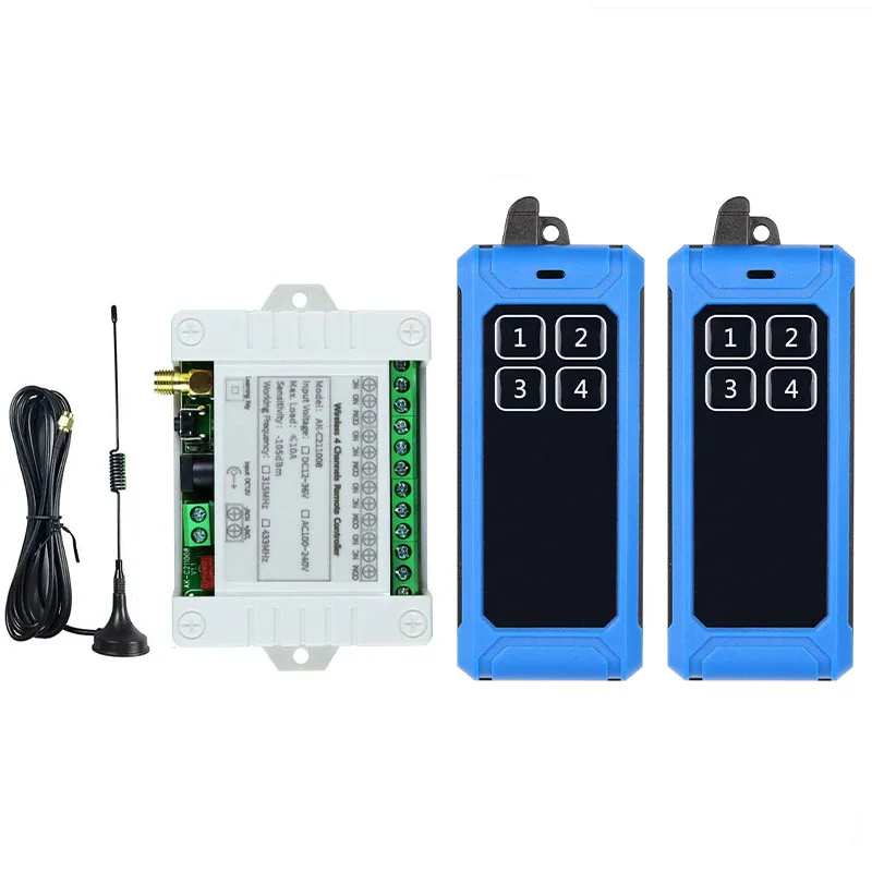 DC 12V 24V 36V 4CH RF Wireless Remote Control Switch Radio Receiver With 2000M Long Distance Remote controller Suckers antenna