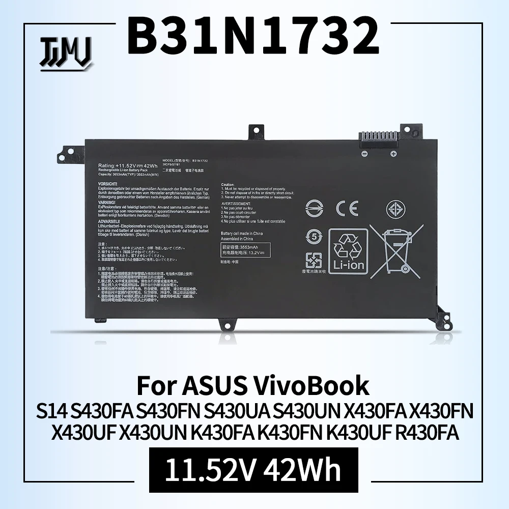 

B31N1732 Battery Replacement for ASUS VivoBook S14 S430FA S430FN S430UA S430UN X430FA X430FN X430UF X430UN K430FA K430FN K430UF