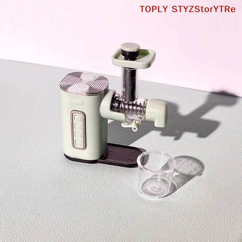 Conjunto de Brinquedos de Comida em Miniatura com Máquina de Suco em Escala 1:12 para Casa de Bonecas, Modelo de Liquidificador Simulado para Decoração de Cena