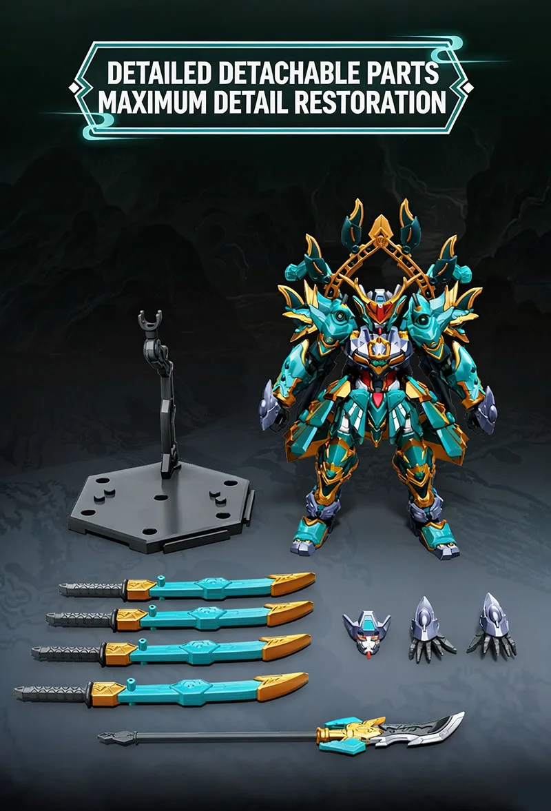Source Spirit War Chronicles Tianxing-Klasse Blauer Drache und Weißer Tiger Mecha-Bausatz Simulationsmodell Hochschwieriges Sammlerstück Spielzeug Geschenk für Jungen Weihnachts- und Geburtstagsgeschenk – Detail 11
