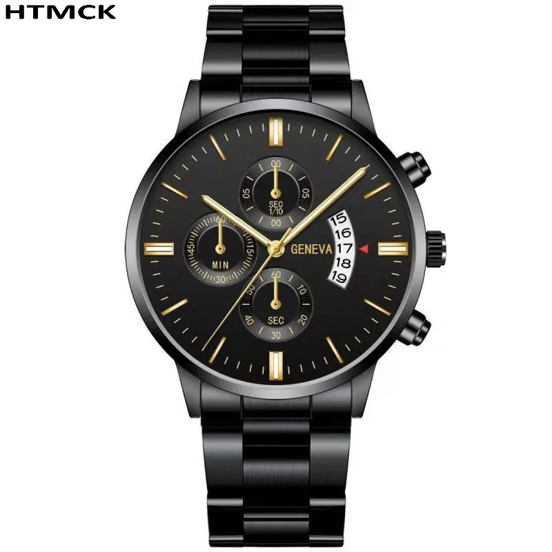 Luxury Stainless Steel Men Calendar Quartz Watch Business Dress Wristwatch Reloj Hombre Daily Formal Watch