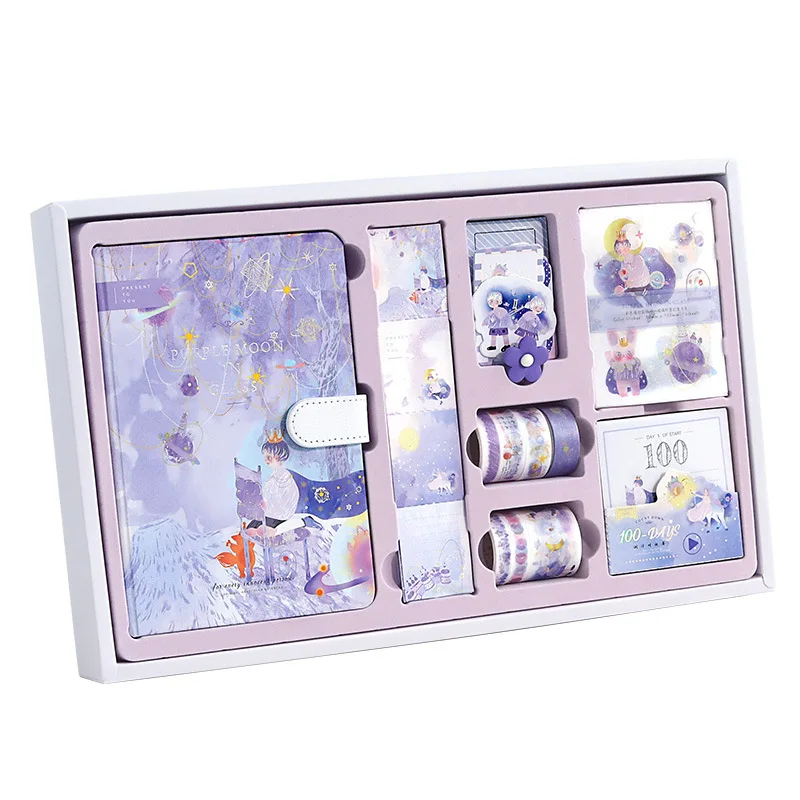 Kawaii Sakura Notebook Gift Set Diy Diary With Bookmark Tape Postcard Stickers Daily Planner Stationery Surprise Gift 102pcs/set