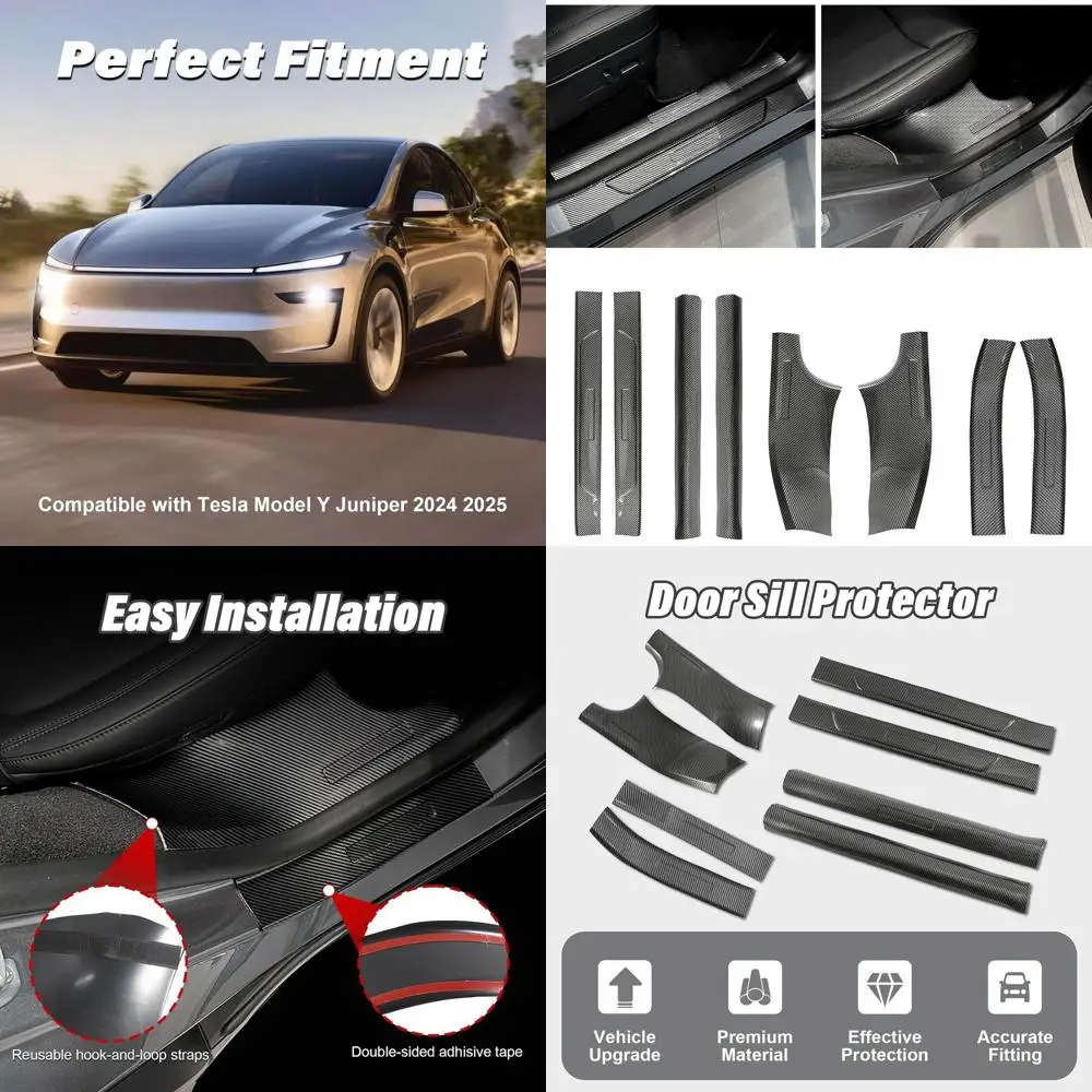 

Защита порога для Tesla Model Y Juniper 2025 2026, защита порога из углеродного волокна