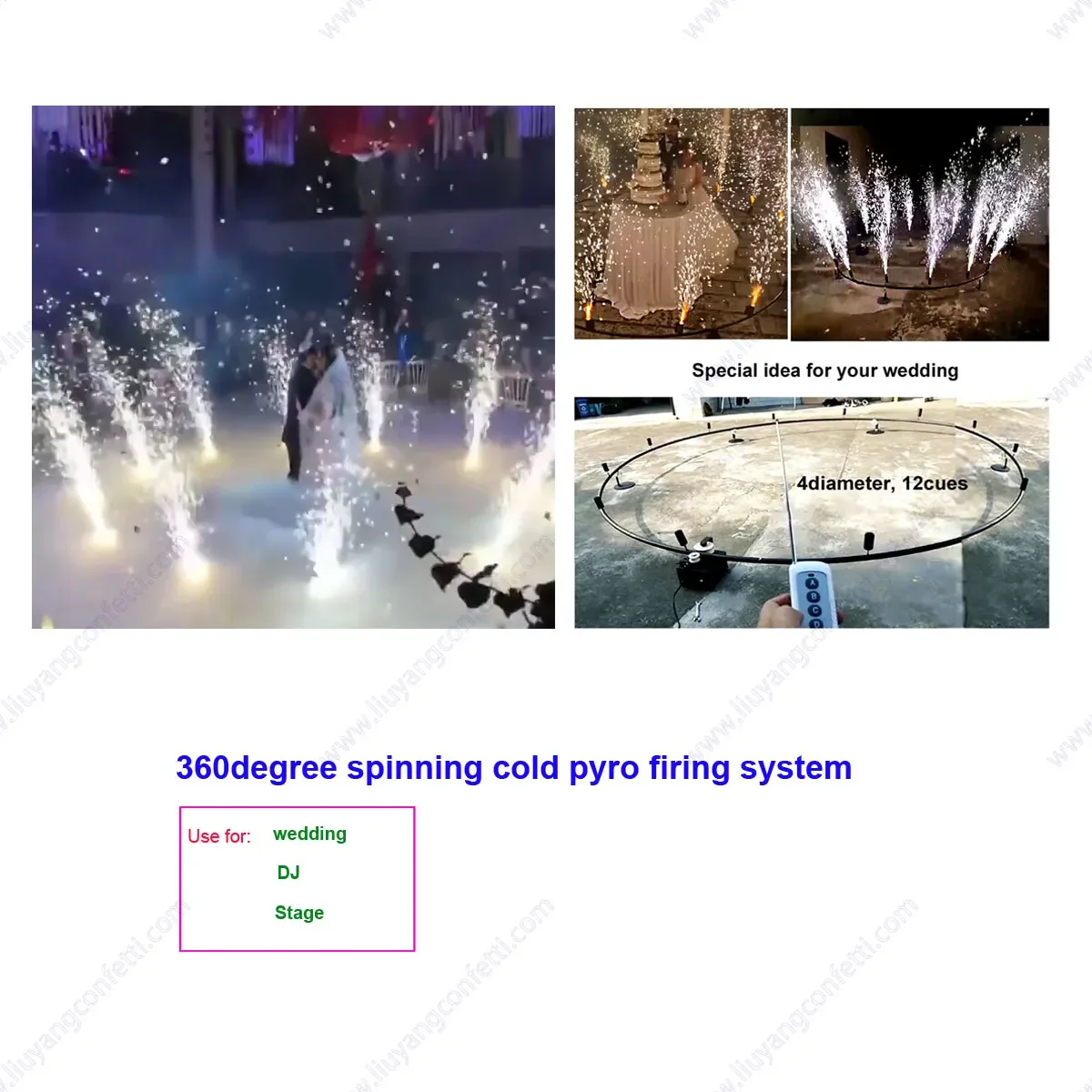 Wireless Remote Pyrotechnic 360 Degree Rotation Fountain System Cold Sparkler Machine Sparkular Wedding Party Stage Bride Event