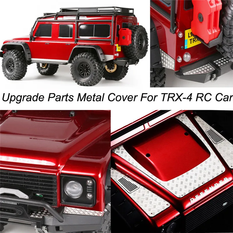 YEAHRUN TRX4 Metal Anti-Skid Plate Intake Grille RC Car Hood Sticker Decoration for 1/10 RC Crawler TRX-4 Upgrade Parts