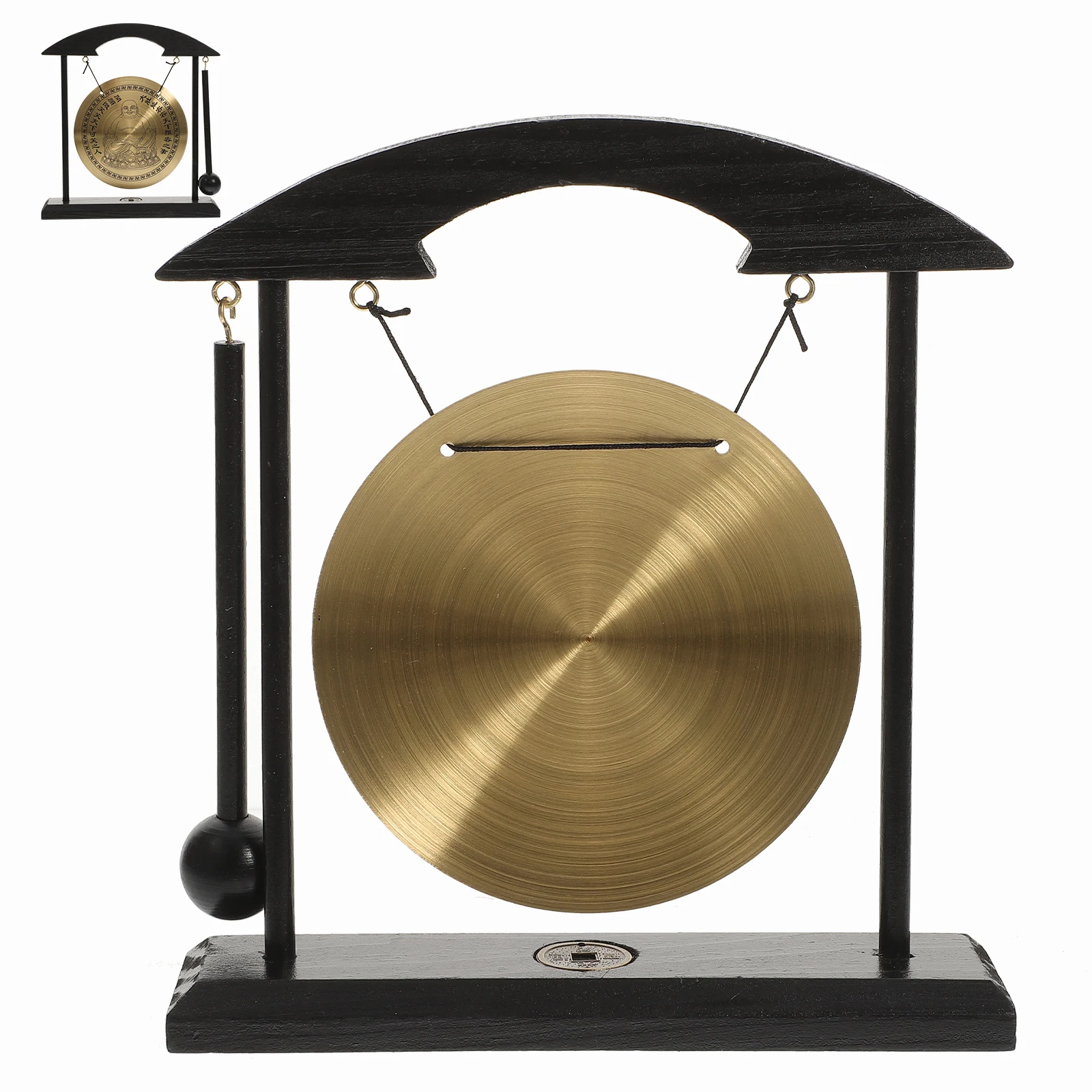 

Alloy Desktop Gong Ornament Exquisite Chinese Cultural Decor for Home Office Feng Shui Decoration Vintage Metal Craft