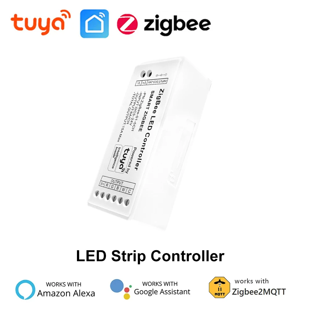 Tuya Zigbee3.0 RGB Led Strip Controller for Single Color RGB RGBW RGB+CCT LED Tape APP Control 12V LED Light Controller Alexa