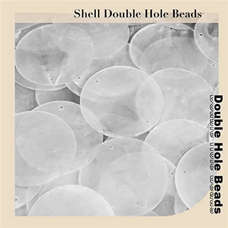 Coquilles Capiz rondes de 2 pouces, avec 2 trous, coquilles blanches rondes naturelles pour carillons éoliens, fabrication de bijoux, ABDJ-300 pièces