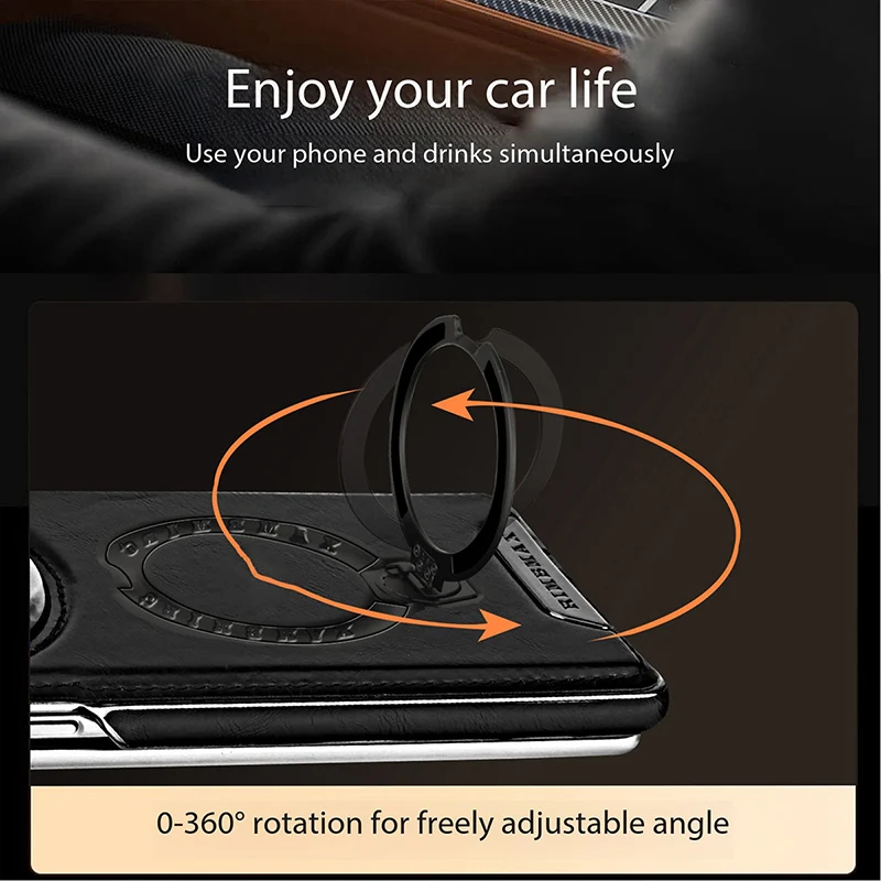 Magnetic Rotating Metal Bracket Leather Phone Case,For Huawei Mate X7 Mate X6 Mate X5 Wireless Charging Protective Case view 5