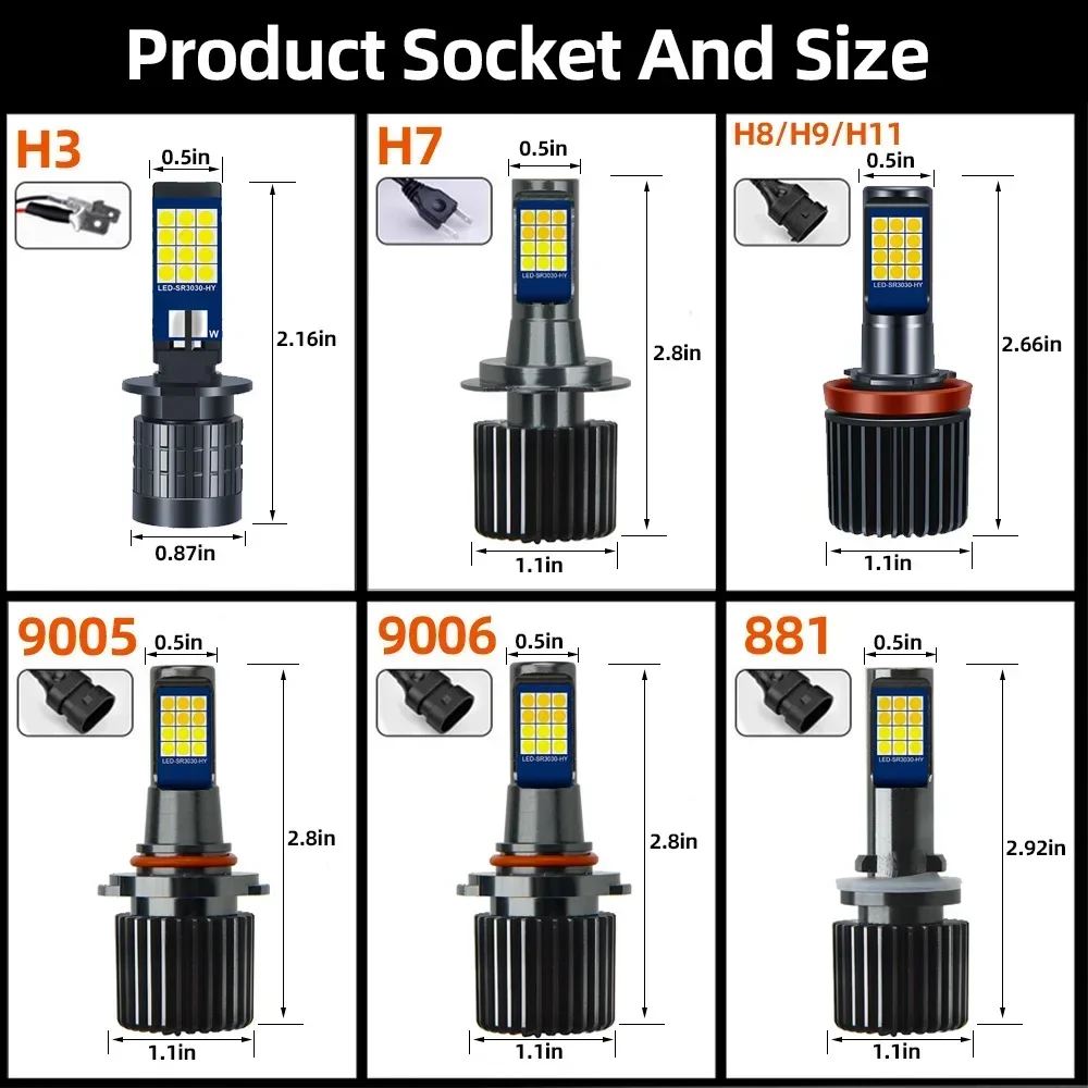 2pcs Daul Color Led Fog Light H3 H7 H8 H11 9005 HB3 9006 HB4 881 H27 Fog Lamps Car Daytime Running Light Bulbs 12V Strobe Flash view 2