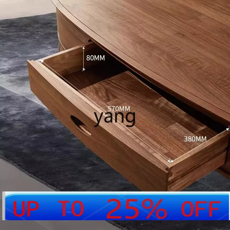 

LMM solid wood coffee table light luxury living room furniture oval coffee table household tea table
