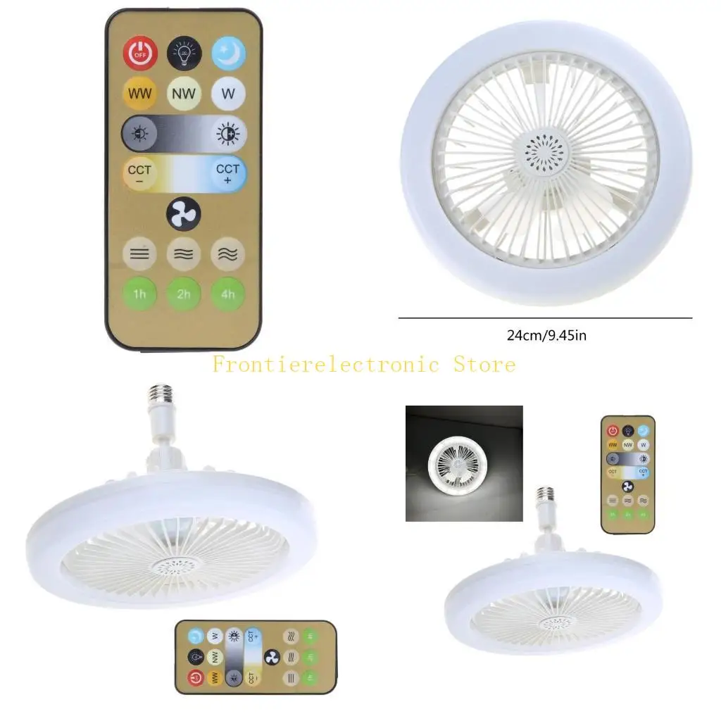

G8DB Ceiling Fan with LED Light, 3-Blade E27 Lamp Head Flush Mount with Remote Control Light Brightness Adjustable