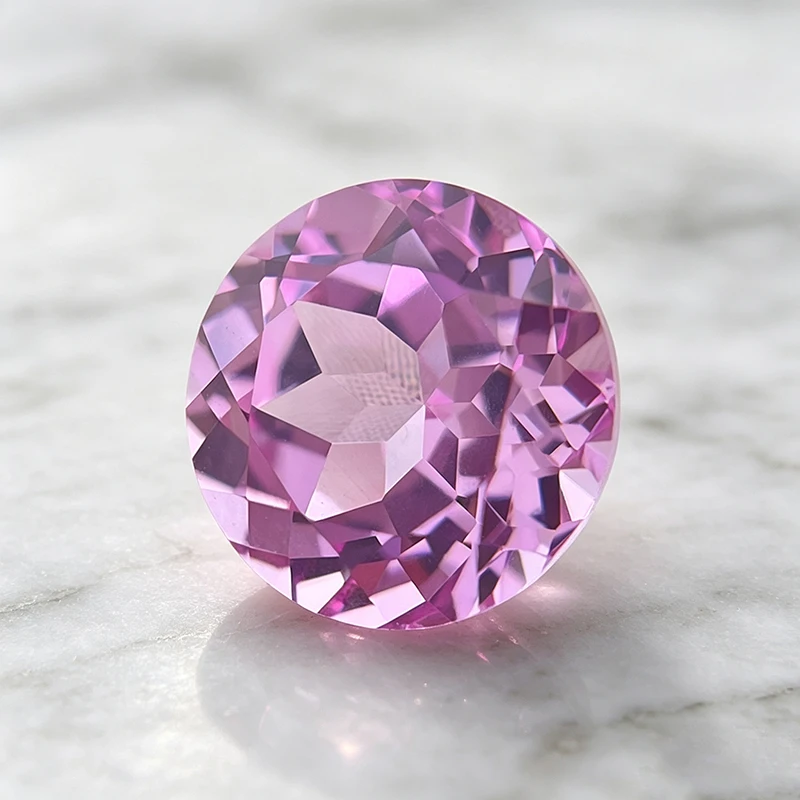 Laborgezüchteter Saphir in runder Form, rosa Farbe, Edelstein-Anhänger für DIY-Ringe, Halsketten, Ohrringe, Herstellungsmaterialien, wählbar mit Zertifikat – Detail 4