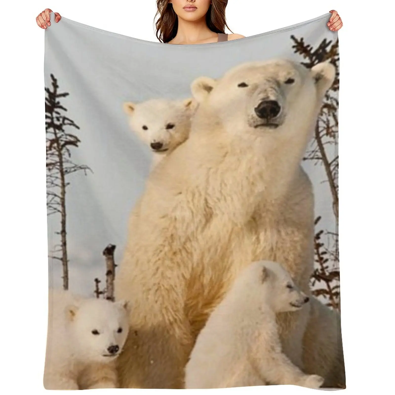 

Polar Bear Family Throw Blanket Bed Beach christmas gifts For Sofa Thin Blankets