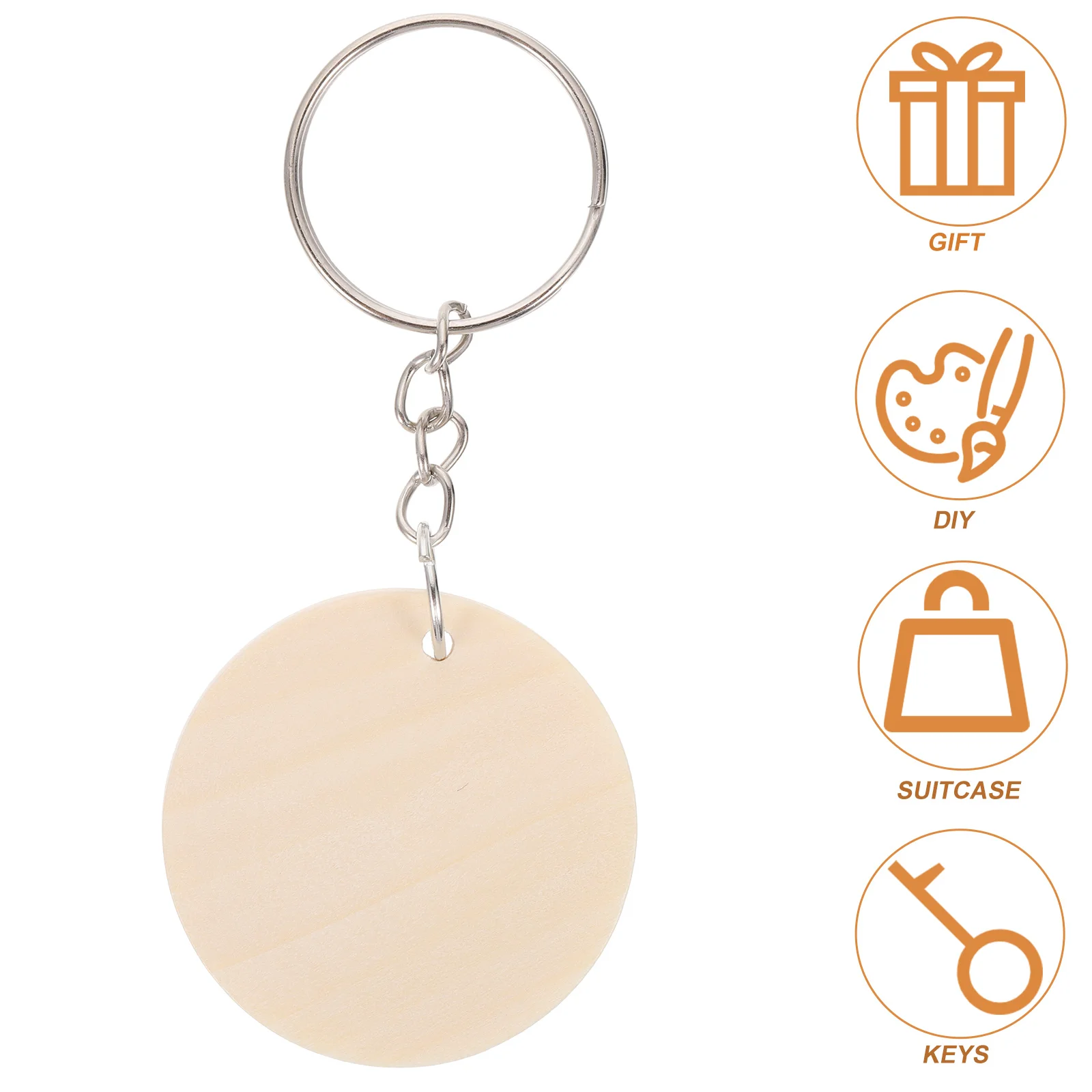 

100 Sets Keychain Wood Chip DIY Pendant Cute Shape Chains Handicraft Keychains Wafer
