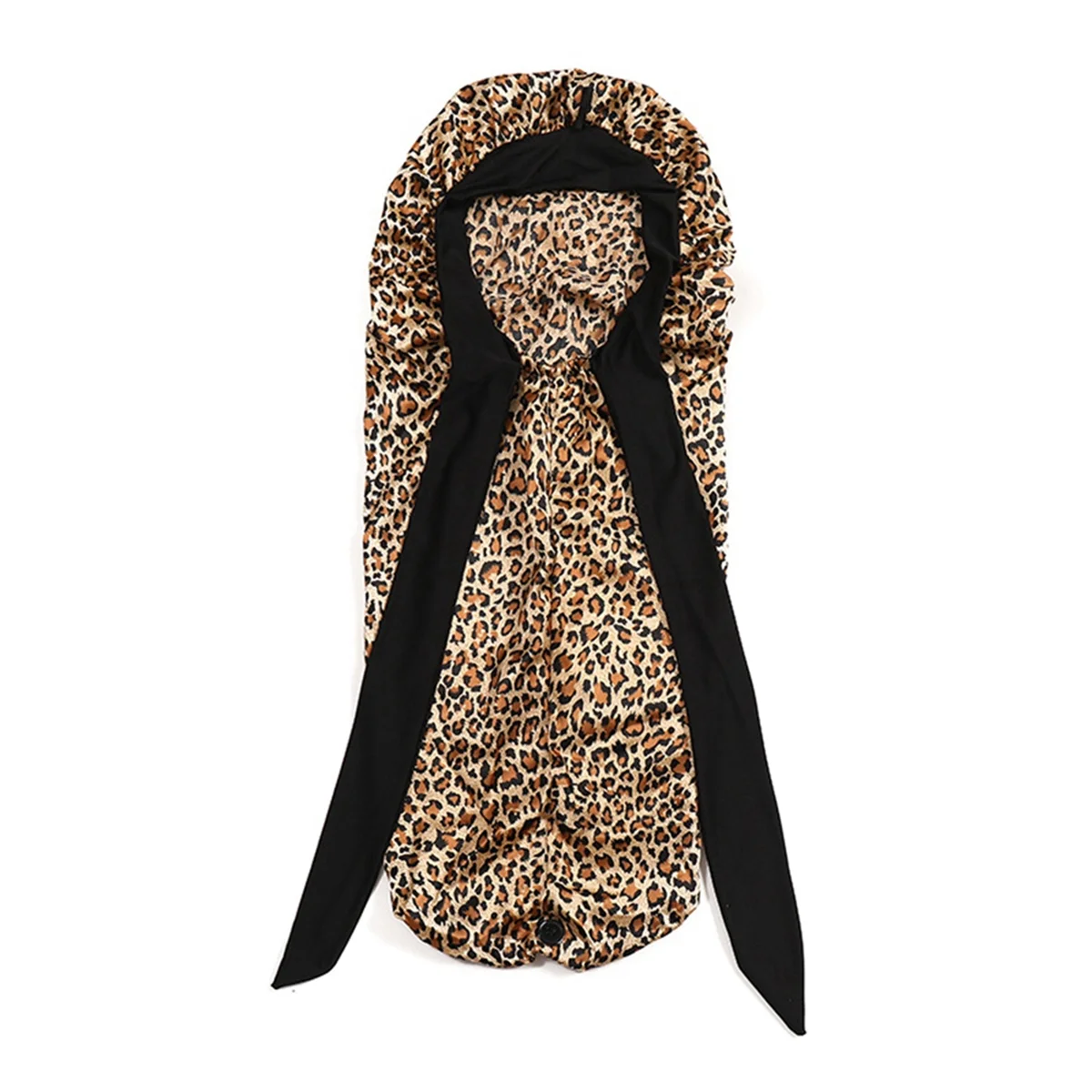 Women Bonnet Sleeping Hat Long Tail Braid Hair Night Sleep Cap Head Shower Caps for Sauna Bathing Bonnet Leopard Print