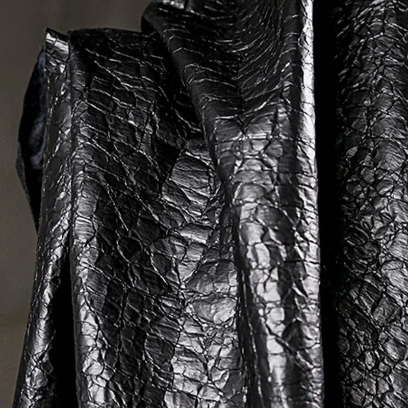 

50cm Vintage Distressed Cracked Coated Leather Texture Fabric Creative Heavy-Duty Textured Design Fabric Outerwear DIY Sewing