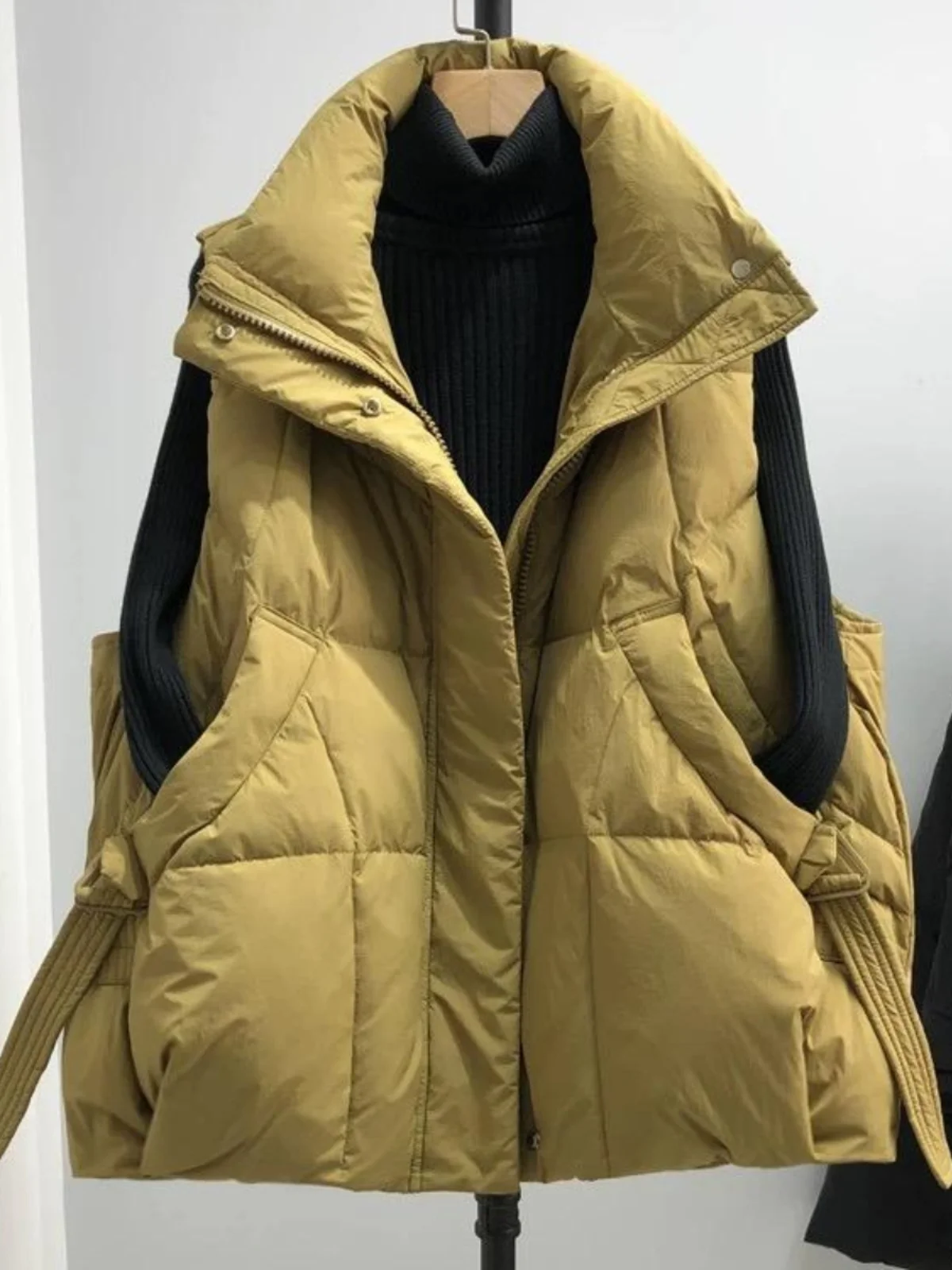 

Женский orth пуховый жилет, новинка весны 202, корейский свободный утягивающий жилет Faion Du, пуховая жилетка, верхняя одежда Jaet Thiened, теплая молния