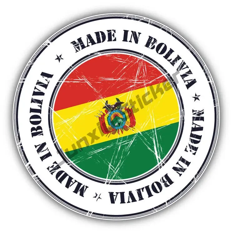 Bolivia Sticker Car Motorbike Coat of Arms City Flag Bolivia Seal Sticker of Bolivia Stamp Bumper Roundel Laptop Car Truck