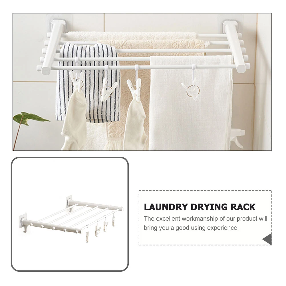

1pcs Folding Telescopic Clothes Rack Plastic Hangers Drying Coat Extendable Laundry Hidden Foldable Balcony Space Saving