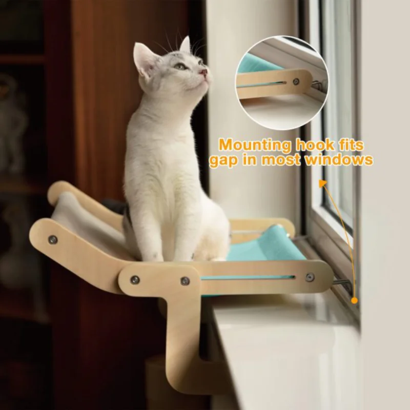 Suspended Cat Nest Wooden Solid Balcony Cat Hammock All-season Universal Cat Windowsill Sun Hanging Bed Easy Washable Hammock