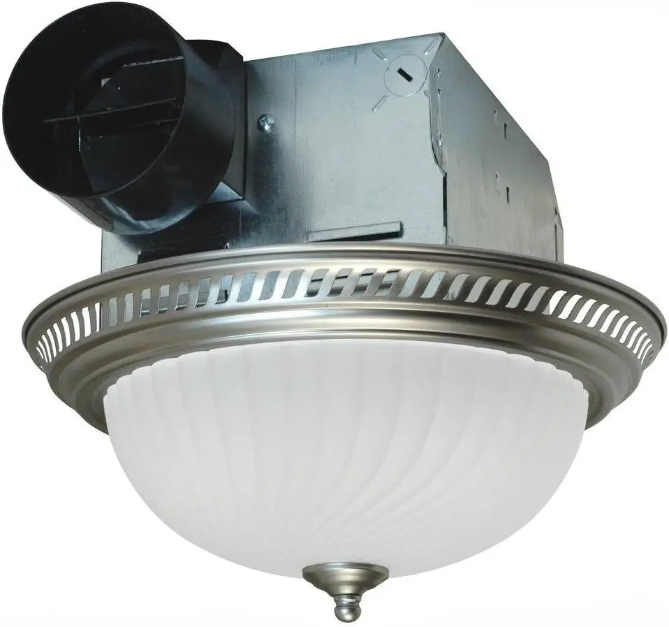 

Round Bathroom Exhaust Fan with Integrated LED Light, Modern Nickel Finish, Energy Efficient Ventilation for Moisture Control
