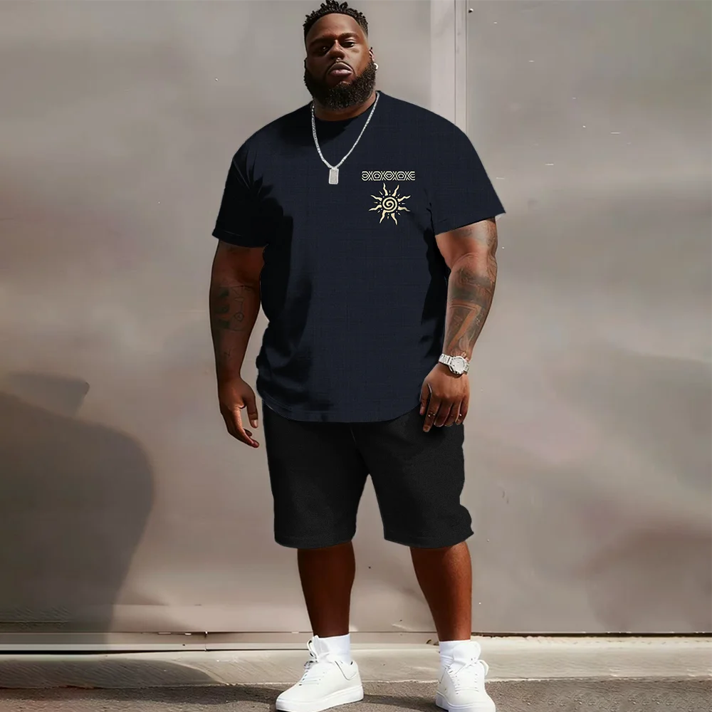 

Мужской комплект с короткими рукавами больших размеров S-9xl: этнический шарм — 2 предмета большого и высокого кроя, дышащая ткань, мягкие принты с народным мотивом,