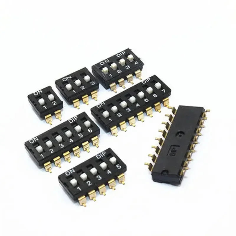 10pcs/lot 2.54 Patch DIP Switch Gold Plated Pin KM-01/2/3/4/5/6/8P/10P 2.54MM SMD