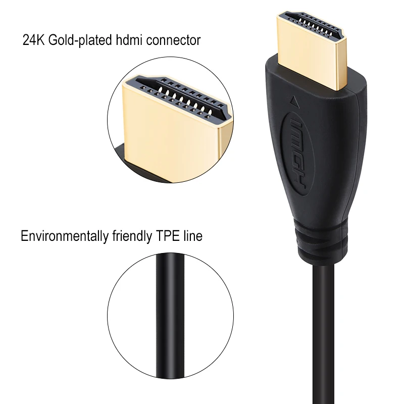 Lungfish kabel HDMI o dużej szybkości transmisji-kompatybilny 1.4 1080P 3D pozłacany do projektora LCD TV, pudełko 1M 1.5M 2M 3M 5M 7.5M 10M