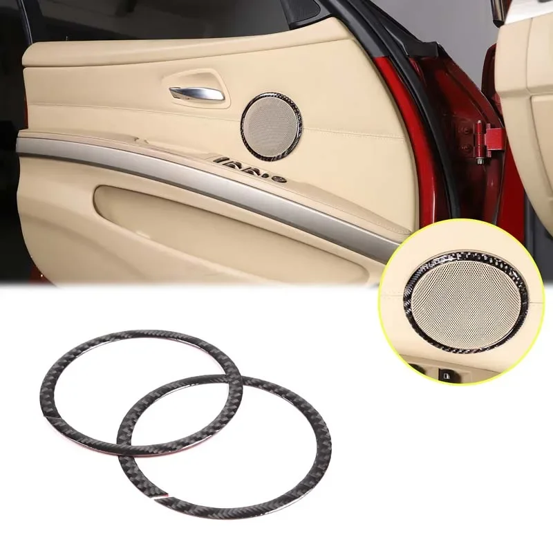 

For BMW 3 Series E90 2005-2012 Car Door Speaker Ring Sticker Soft Carbon Fiber Interior Accessories 2 Pcs