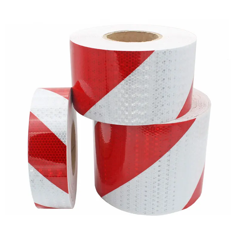 20cm*10m PVC Red White Twill Reflective Safety Warning Conspicuity Reflective Tape Car-Styling Truck Vehicle Stickers DIY Length