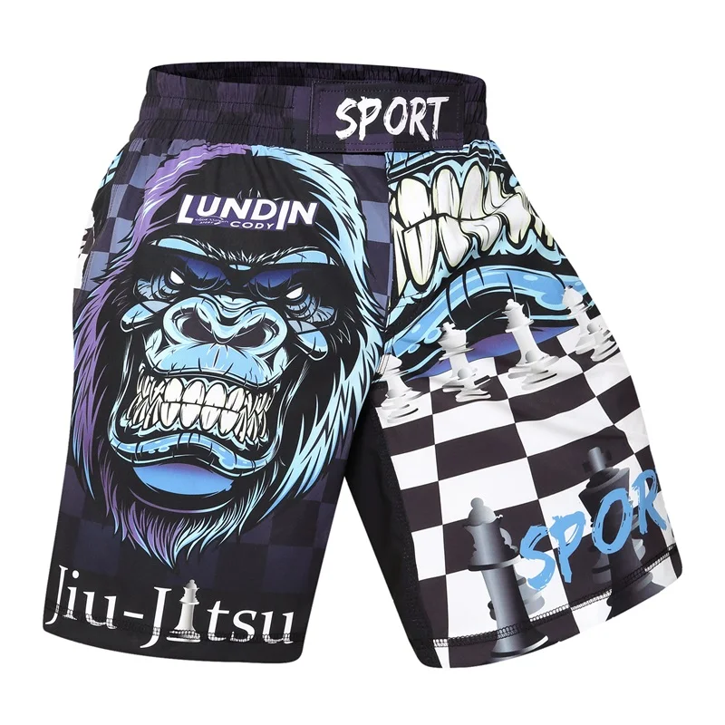 

GYM Jiu Jitsu Print ​ Шорты Черные тренировочные брюки для боевых искусств с дышащими боевыми шортами Легкие быстросохнущие шорты MMA Grappli