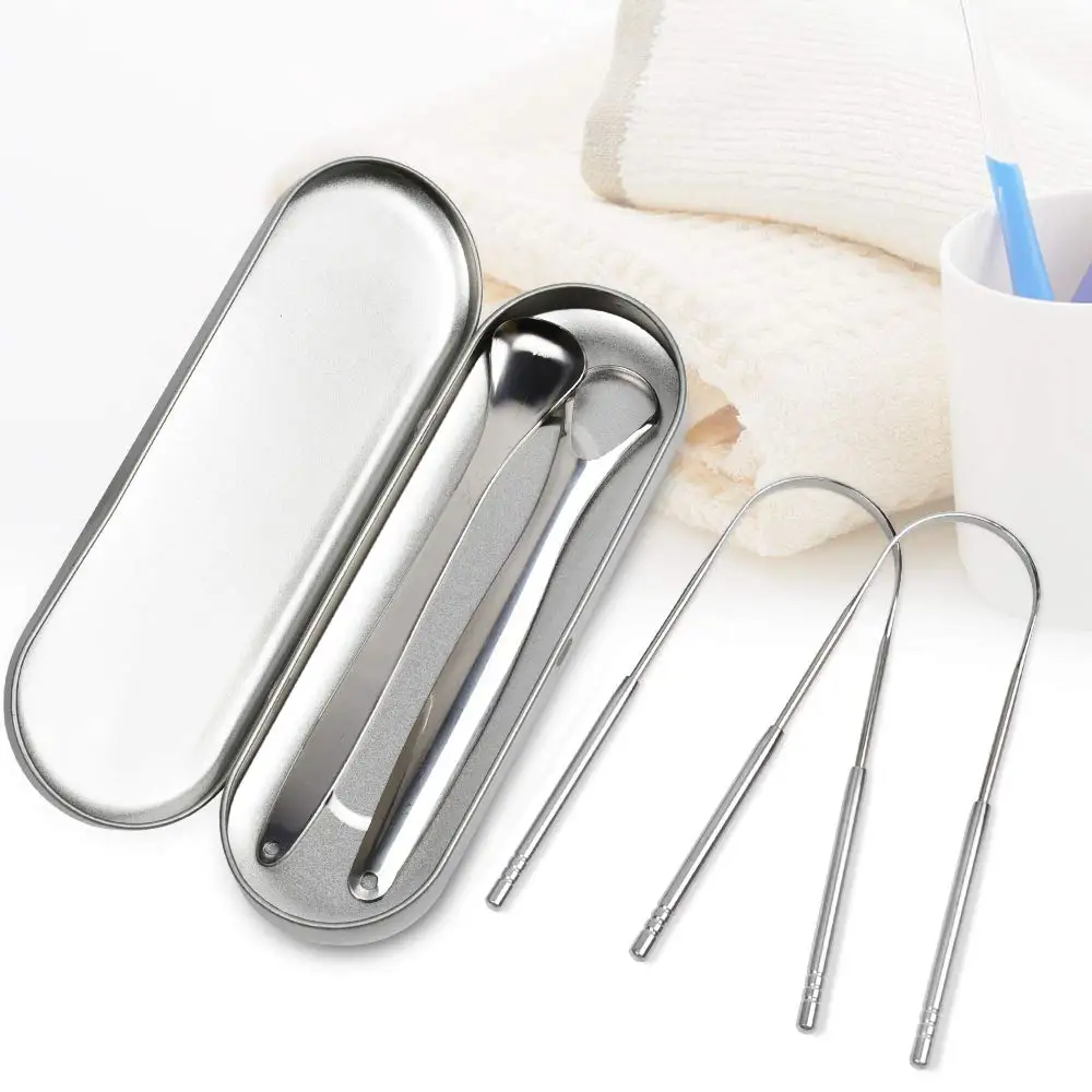 1/2/3PCS U-Shaped Tongue Scraper Tongue Coating Cleaner for Adults Stainless Steel Tounge Scrappers Portable Tongue Scrappers
