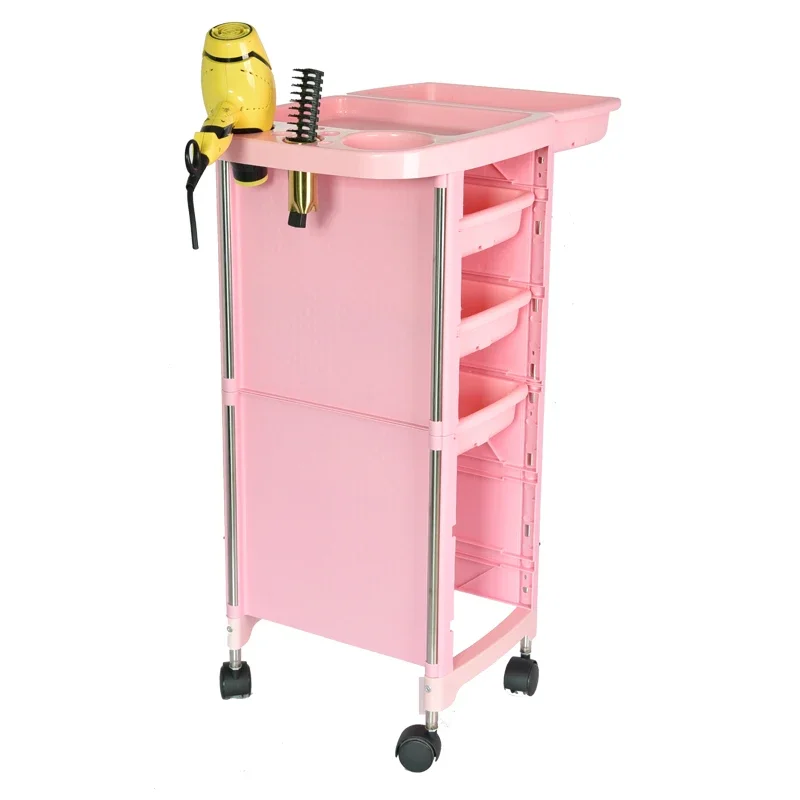 

Pink Salon SPA Rolling Tray Tattoo Beauty Equipment Hair Stylist Storage Trolley Cart