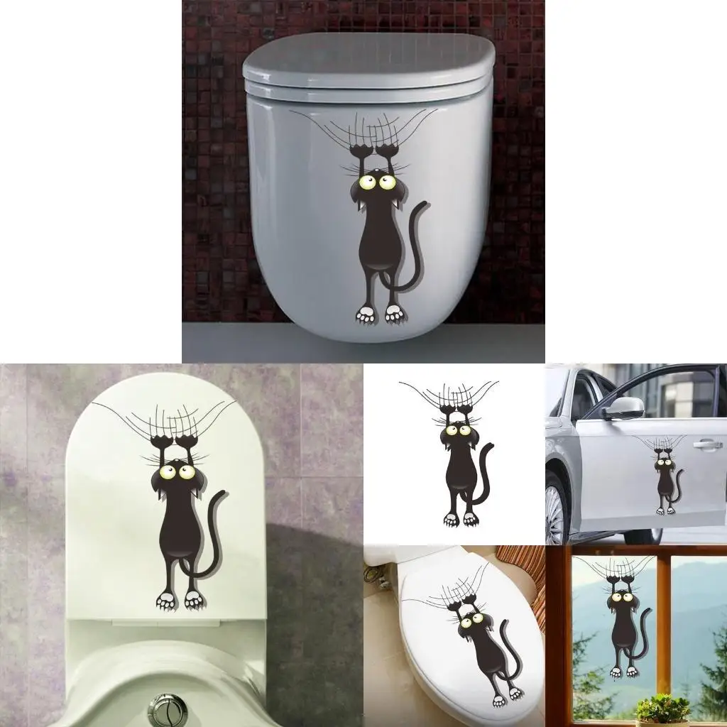 Забавный-мультфильм-кот-ПВХ-зеркал-наклейка-на-стенах-diy-art-art-Водонепроницаемое-окно-наклейка-на-фоне-обои-обои-дома-пленка