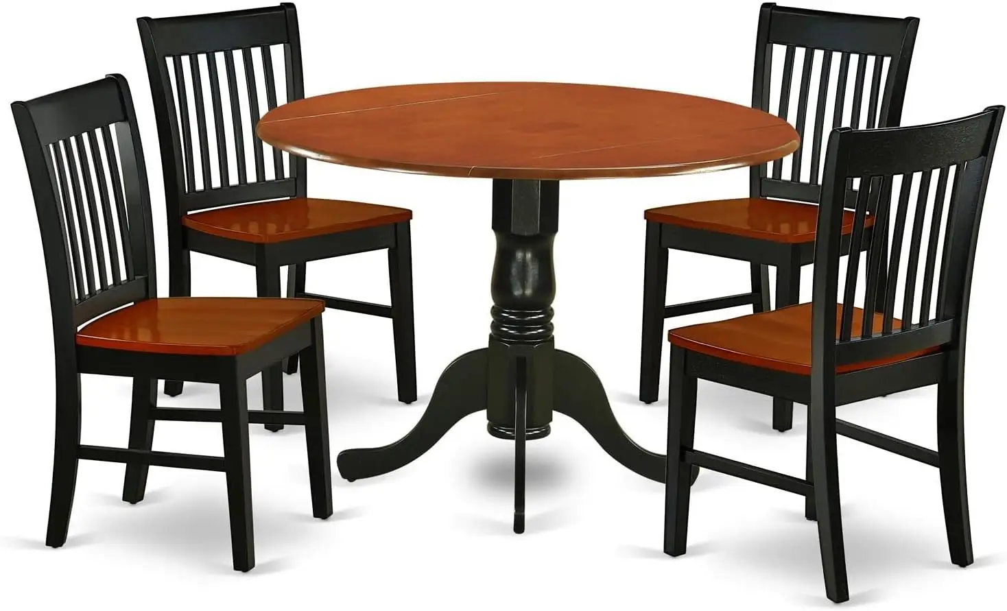 Furniture Dublin 5 Piece Dining Set for 4 Includes a Round Kitchen Table with Dropleaf and 4 Dinette Chairs, 42x42 Inch