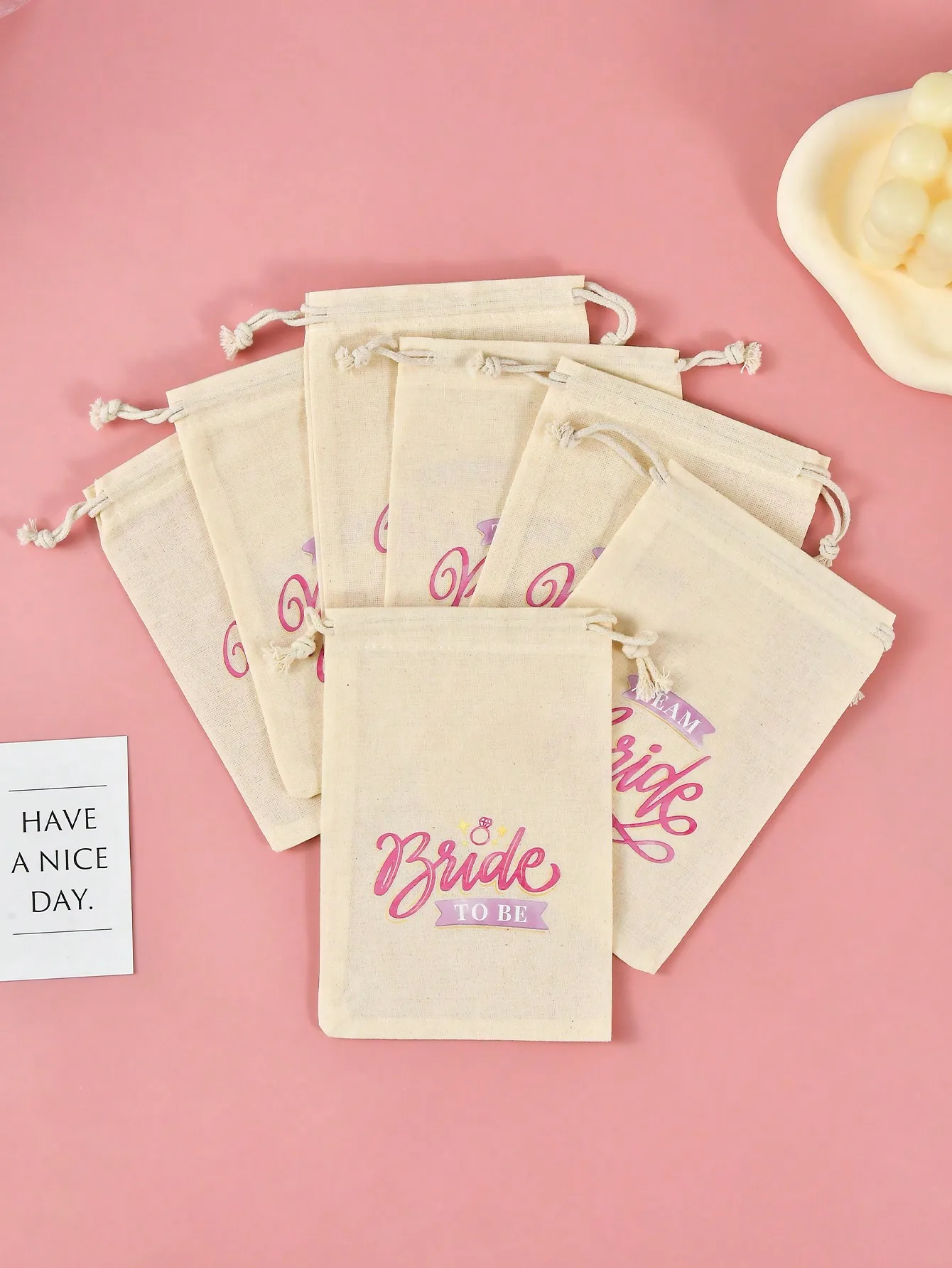 7pcs/set Bride team bundled linen bag，Wedding party gift packaging bags, gift bags