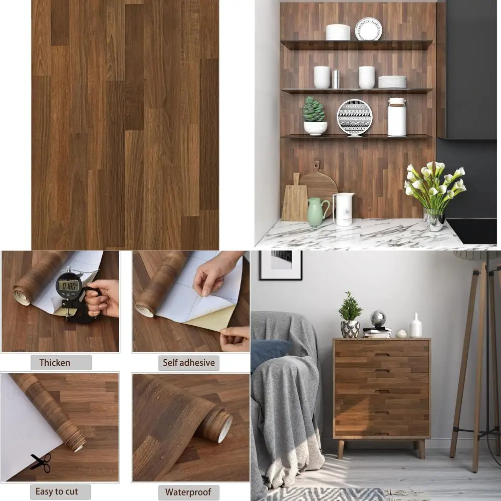 

Самоклеящиеся съемные обои под темное дерево для шкафов и столешниц, 591 x 15.7