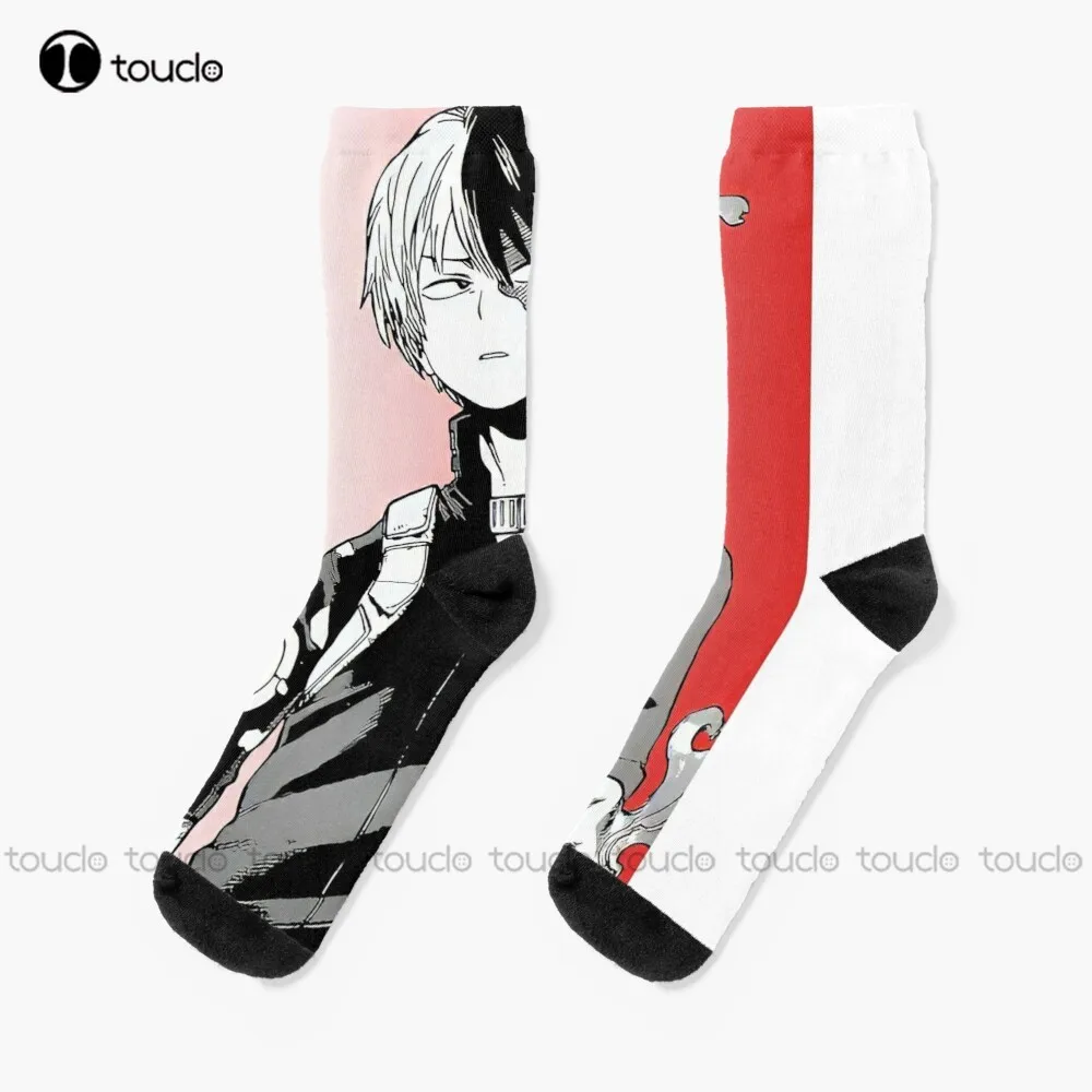 My Hero - Todoroki Shoto Deku Todoroki Bakugou Socks Black Football Socks Christmas Gift Comfortable Best Girls Sports Funny